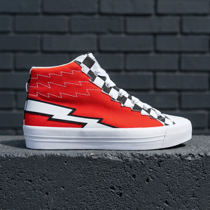 Chaussures de skate Khwela Hi à lacets, motif à carreaux rouge, légères, en toile vulcanisée - Product Image 1