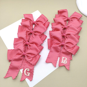 Ins Streamer Factory, venta al por mayor, accesorios para el cabello para niñas, clásico rosa, bordado de grogrén, letra, punto de Luna, borde, lazo para el cabello, pinza para el cabello - Product Image 5
