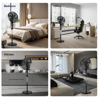 Vente en gros - Ventilateur sur pied électrique en plastique de 18 pouces avec affichage LED et télécommande intelligente, puissance de sortie 65W, pour utilisation en intérieur