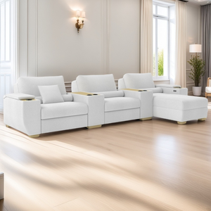 Canapé sectionnel électrique inclinable en cuir véritable Canapé 3 places extensible en forme de rectangle Ensemble de meubles élégants pour la vie - Product Image 3