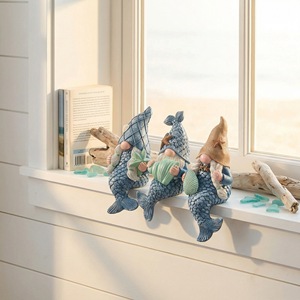 Resin Mermaid Gnome Figurine Coastal Ocean Element Dwarf Statue <b>Summer</b> Beach Home <b>Decor</b> Ornament - Product Image 3