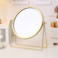 Offre Spéciale cosmétique noir et or rond bureau réglable rotatif métal petite Table maquillage miroir miroir Vertical