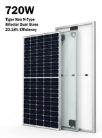 Panneau solaire monocristallin N-Type demi-cellule 720W, garantie 30 ans, JKM720N, pour bifacial double vitrage fiable