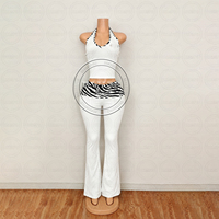 Ensemble de vêtements Y2K pour femmes, logo personnalisé, 2 pièces, imprimé zèbre, ensemble streetwear, haut halter et pantalon à taille pliée, ensemble de vêtements de détente skinny pour femmes