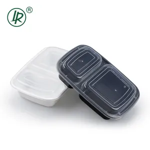 LR 32 oz 2 Compartment Disposal Food Container PP Plastic Divided Meal Prep Containers