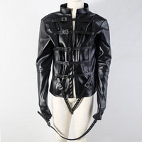 Costume de bondage en cuir sexy pour homme, équipement érotique SM, tenue moulante de reine, costume de performance, chemise de force