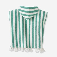 Serviette poncho à capuche rayée pour enfants, 100% coton, séchage rapide, ultra absorbante, douce, tissée, pour la natation, la plage, le surf, le change de vêtements