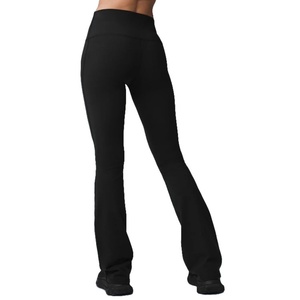 Leggings de yoga pour femmes, taille haute, élastiques, respirants, antibactériens, écologiques, à motif écossais en bambou, personnalisables, vente en gros OEM - Product Image 3