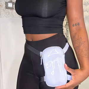 Adjustable Straps Inherently Waterproof Leg <b>Bag</b> White Glossy PU Leather 210D with Polyester Lining <b>Phone</b> Thigh <b>Bag</b> - Product Image 2