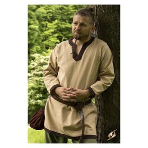 Costume de guerrier de chevalier médiéval pour hommes adultes tunique verte vêtements chevalier normand tresse pirate saxon haut de GN chemise pour hommes - Product Image 1