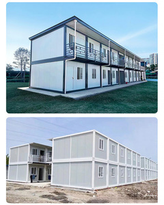 Bâtiment de bureaux moderne en conteneurs, structure modulaire préfabriquée avec balcon et escalier, design rectangulaire - Product Image 3