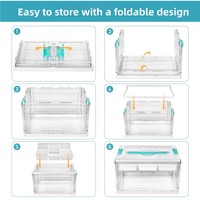Organisateur de rangement domestique en PP transparent avec plateaux et séparateurs amovibles, boîte de rangement pour loisirs créatifs et fournitures artistiques