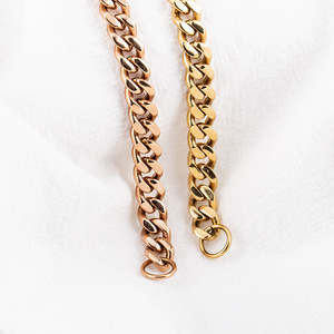 Yunnique Geometric Rose Gold Plated <b>Titanium</b> Steel <b>Chain</b> Bracelet with Black Diamond Brilliant Cut Unisex Everyday Wear Jewelry - Product Image 4