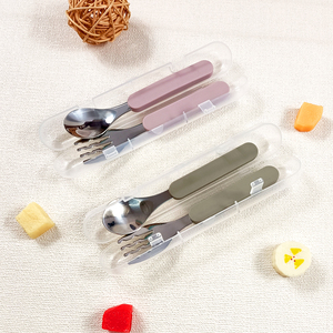 Utensilios de Comedor de Grado Alimenticio <span class=keywords><strong>para</strong></span> Bebés, Cucharas de Silicona No Tóxicas, Tenedor y Cuchara <span class=keywords><strong>para</strong></span> la Primera Etapa de Alimentación Infantil - Product Image 2