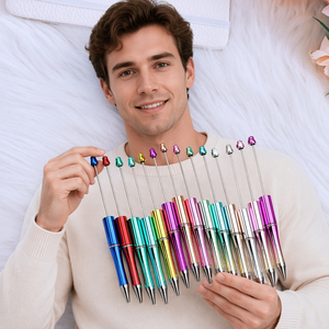 Venta al por mayor de fábrica: Bolígrafos de plástico con cuentas y acabado UV, con barriles chapados <span class=keywords><strong>en</strong></span> colores degradados, bolígrafos DIY con cuentas - Product Image 2
