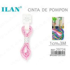ริบบิ้นอิลัน ปอมปอม 1 ซม.x3 ม. สีชมพู สำหรับตกแต่งงานฝีมือ - Product Image 1
