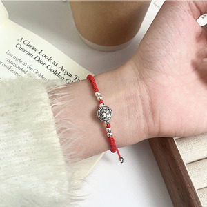 925 Sterling Silver Zodiac Horse Red Rope <b>Bracelet</b> Silver <b>Bead</b> Unisex Everyday Wear - Product Image 1