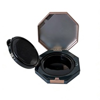 Étui de luxe octogonal écologique vert foncé et or rose avec coussin d'air, miroir et compartiment intérieur détachable pour outils de maquillage et soins de la peau BB