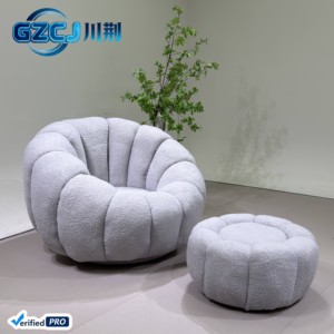 Nouvelle conception, canapé-lit rond en lin de haute qualité, moderne, une place, forme citrouille, pour hôtel et salon - Product Image 3