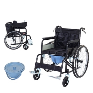 High Quality Multifunctional Manual Folding Steel Wheelchair with Bedpan <strong>Commode</strong> <strong>Portable</strong> for Hospitals - Product Image 5