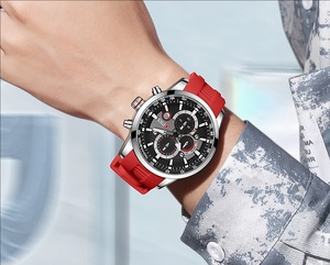 Montre à quartz pour homme OFNS 8024, bracelet en caoutchouc, calendrier, affaires, six aiguilles, grand cadran, <span class=keywords><strong>chronographe</strong></span> multifonction, étanche - Product Image 5
