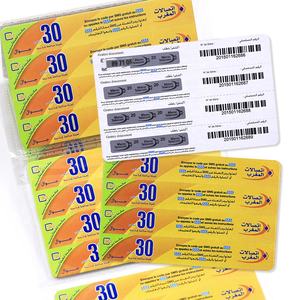 Service d'impression de carte de <span class=keywords><strong>recharge</strong></span> de <span class=keywords><strong>téléphone</strong></span> anti-contrefaçon Premium Telecom Logo de conception personnalisée - Product Image 1