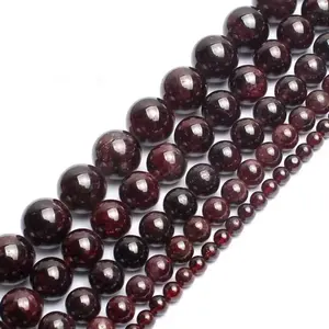 Perles en vrac de pierres précieuses de grenat rouge naturel pour collier Bracelet boucles d'oreilles bijoux bricolage faisant des perles rondes chaîne de perles en vrac