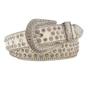 Ceinture en cuir PU de cowboy décontractée en gros directe d'usine Ceinture élégante en alliage d'acier occidental réglable avec strass et longueur personnalisée - Product Image 4