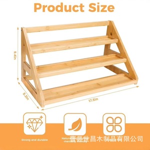 Bamboo Multi Layer <b>Spice</b> <b>Rack</b> 3 Tier Wooden Glass <b>Jar</b> Organizer <b>For</b> Kitchen Countertop Desktop Storage - Product Image 4