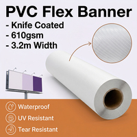 Rouleau de bâche PVC Flex Lona robuste 610 g/m² 3,2 m, enduit au couteau, imperméable, résistant aux UV et aux déchirures, matériau pour grands panneaux publicitaires