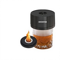 Kit fumeur électrique pour whisky, rechargeable, pour cocktails, avec 6 copeaux de bois, système de chauffage sans flamme, style Old Fashioned, en acier inoxydable