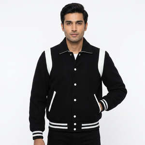 Veste d'hiver pour homme de haute qualité personnalisée, coupe-vent en PU, corps en laine, manches en cuir, 100% coton, veste d'hiver personnalisable - Product Image 1