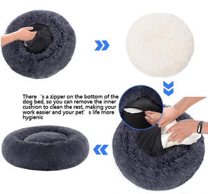 Yatak üreticisi kabarık rahat yuvarlak peluş yeni stil Faux kürk sevimli prenses akıllı sakinleştirici kanepe kedi lüks köpek yatakları Pet yatak - Product Image 4