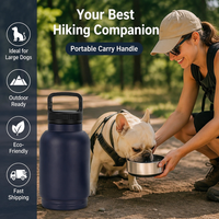 Gourde isotherme de voyage pour chien grande capacité 950 ml avec double gamelle intégrée pour nourriture et eau, idéale pour les activités sportives et la randonnée en extérieur