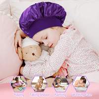 Bonnet de nuit en satin pour enfants avec large bande élastique, bonnet soyeux pour filles et garçons