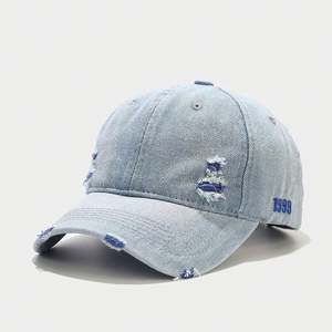 Gorra de Béisbol Unisex de Mezclilla Desgastada al por Mayor con Logotipo Personalizado, Lavado Vintage, Azul Claro, Imagen Común, Bordado 3D - Product Image 6