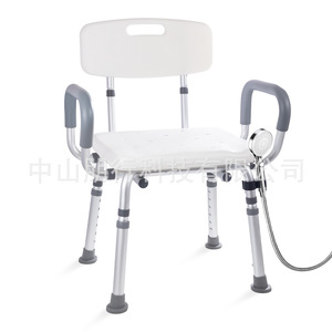 Chaise de douche réglable Tomoyuki en alliage d'aluminium, siège de bain à 8 niveaux de hauteur pour personnes âgées avec dossier et accoudoirs - Product Image 2
