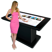 Table interactive tactile intelligente pour café de 32, 42, 55 et 65 pouces, résolution 4K, charge sans fil, construction en métal et verre pour restaurant