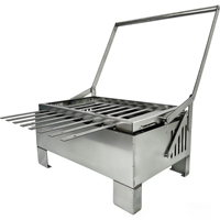 Barbecue au charbon de bois en acier inoxydable avec rôtissoire rotative réglable sans fumée pour restaurant, hôtel, traiteur, fête en plein air, buffet