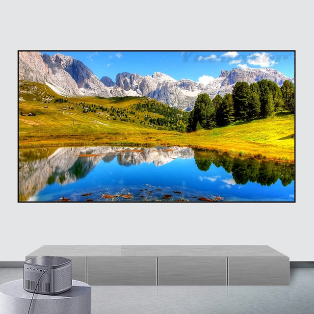 HEYU 100 110 120 133 150 Inch Thin Bezel ALR Projection Screens Anti Light Rejection Fixed Frame Long Throw Projector Screen