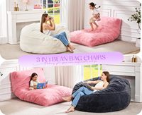 Grands fauteuils poufs convertibles 3 en 1 pour adultes, canapé-lit avec rembourrage en mousse déchiquetée