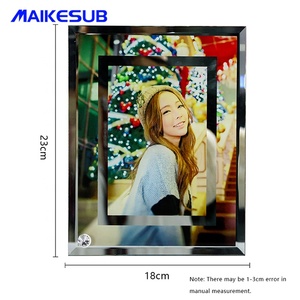 Cadre <span class=keywords><strong>photo</strong></span> carré en <span class=keywords><strong>verre</strong></span> avec miroir de 8 pouces personnalisable, impression par sublimation en métal, utilisation décorative - Product Image 3