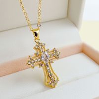 Collier pendentif croix rétro punk avec zircon unique, style européen américain, design en cuivre et bambou, clavicule, cadeau unisexe