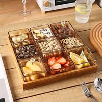 Plateau à fruits en verre de style nordique ins, snacks créatifs de luxe léger, plateau à fruits divisé