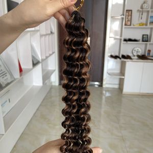 Nuevas Extensiones de Cabello Humano con Trenza de Crochet, Instalación y Remoción Más Rápidas, 100% Cabello Humano, Ondas Profundas, Color H2/30, Ajusta el Volumen del Cabello Libremente - Product Image 3