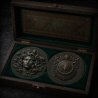 Pièce de monnaie commémorative personnalisée 3D en relief de la Méduse Gorgone, en bronze antique, sur le thème de la mythologie grecque, pièce de défi pour cadeau de luxe