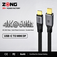 Câble USB C vers Mini DP 4K60Hz, adaptateur Type-C vers Mini DP, câble tressé avec coque en aluminium pour moniteur et ordinateur portable