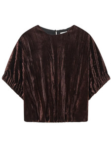 Zevity 2026 Blusa de Terciopelo para Mujer, Elegante, con Estampado de Globos, Plisada, de Manga Corta, Informal, Ajustada, para Verano - Product Image 2
