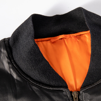 Blouson bomber pour homme en polyester noir durable MA-1, doublure réversible orange, fermeture éclair résistante, poche utilitaire