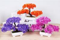Tanaman Simulasi Pinus Pot Plastik Bunga Palsu Dekorasi Meja Ruang Tamu Mini Bonsai Hijau Ornamen